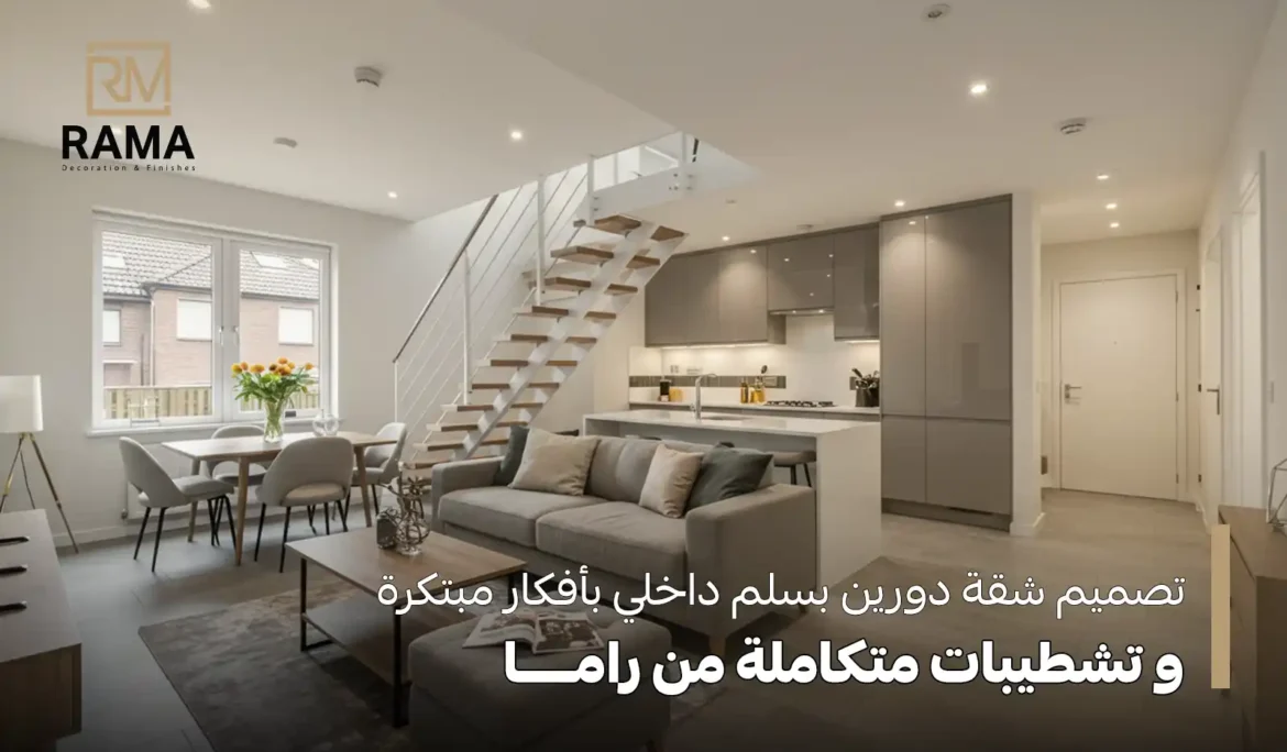 تصميم شقة دورين بسلم داخلي