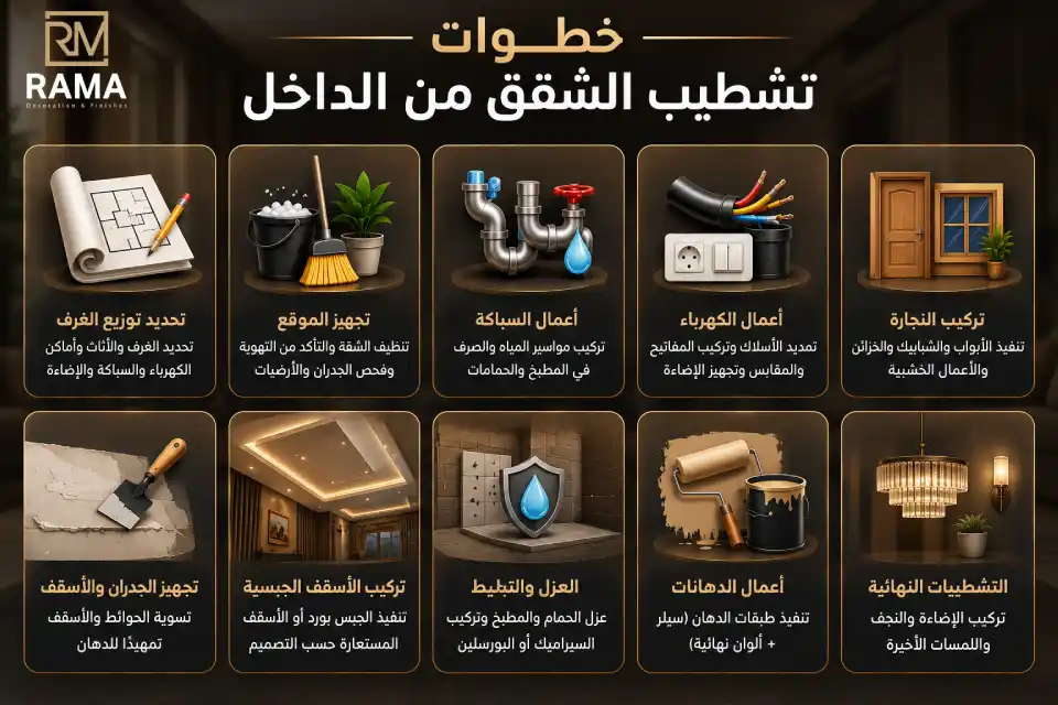 خطوات تشطيب الشقق من الداخل