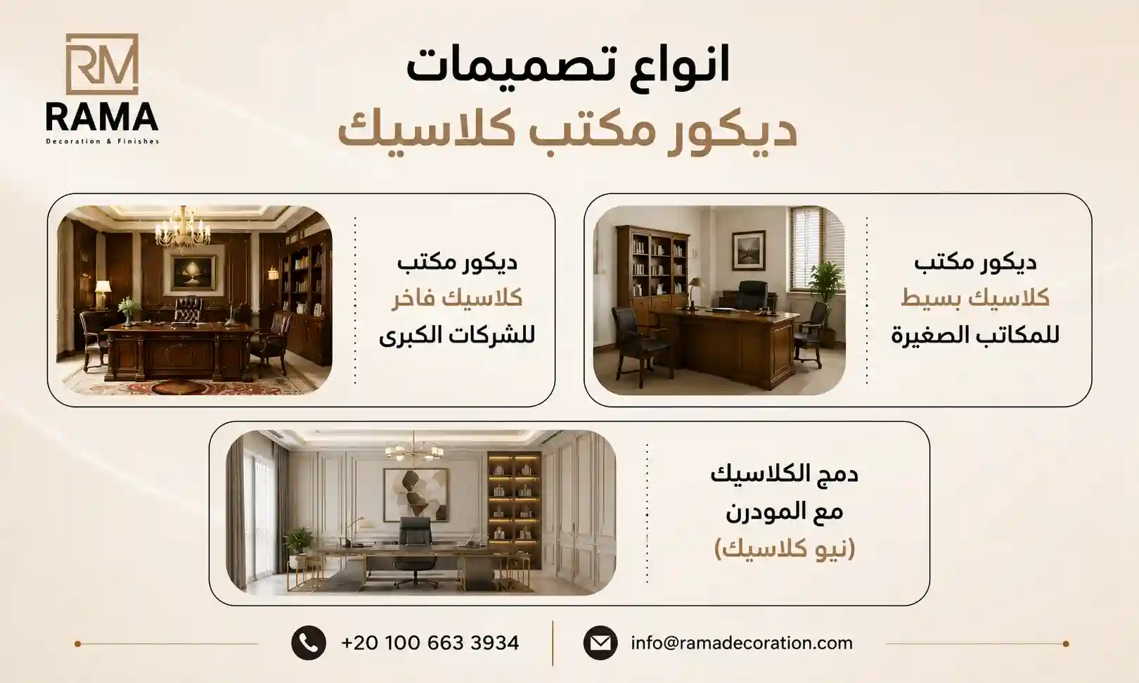 أنواع تصميمات ديكور مكتب كلاسيك