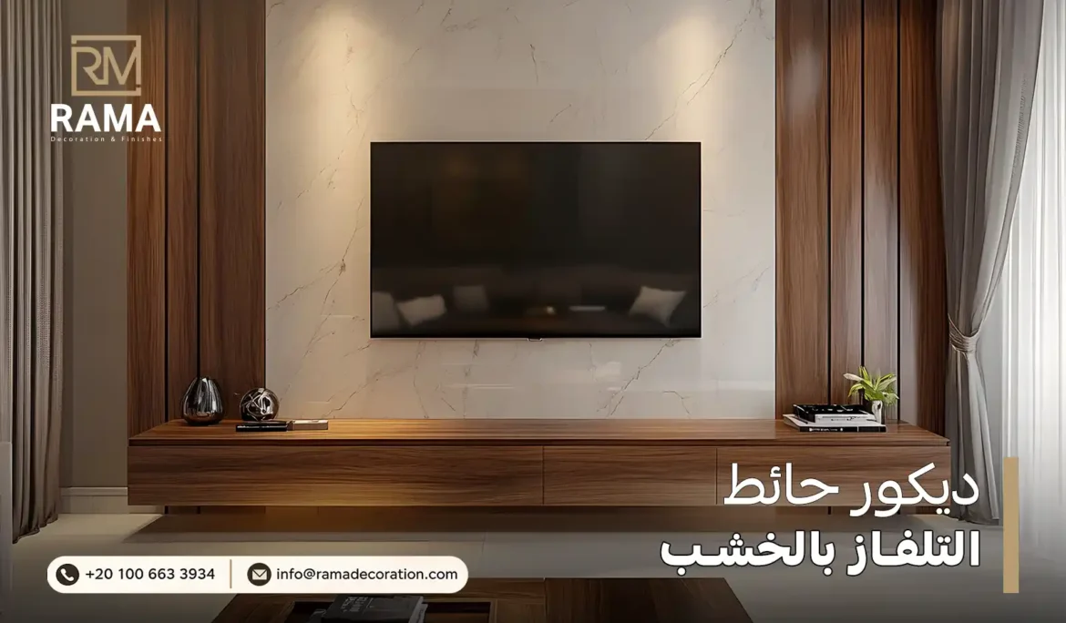 ديكور حائط التلفاز بالخشب
